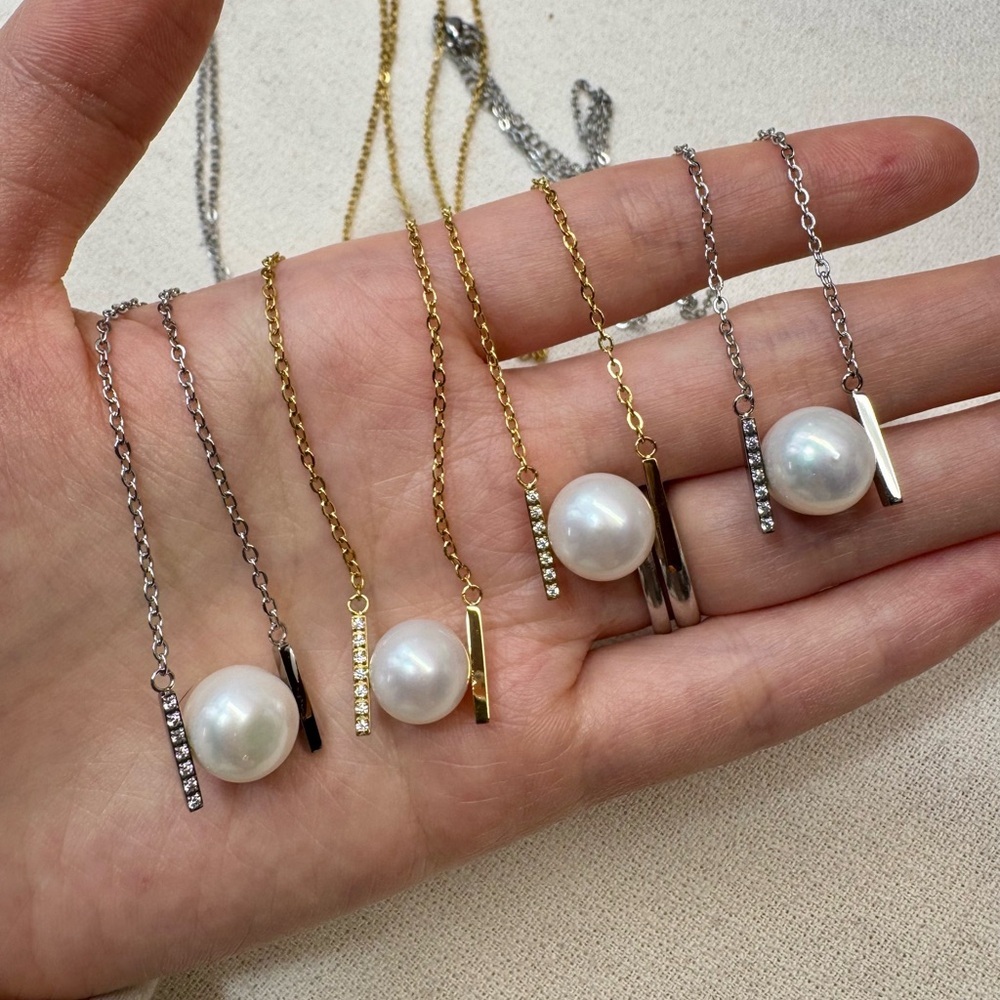 Big size fresh water pearl balance design necklaces